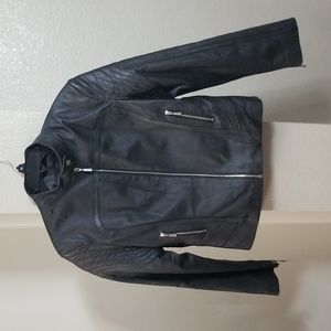 Dona Michi Black Leather Moto Jacket Size XL